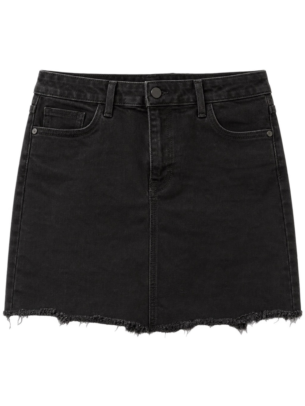 Just Black Black Raw-Hem Denim Mini Skirt